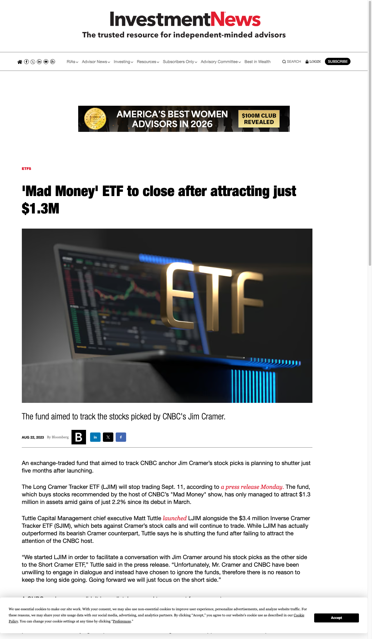 LJIM清算を報じるInvestmentNewsの記事