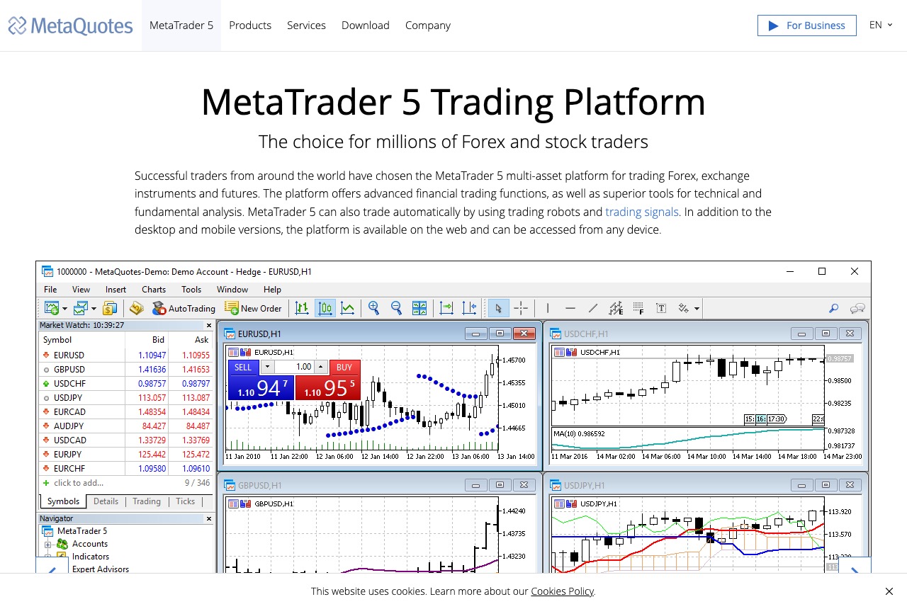 MetaQuotes社 MetaTrader 5 公式紹介ページ